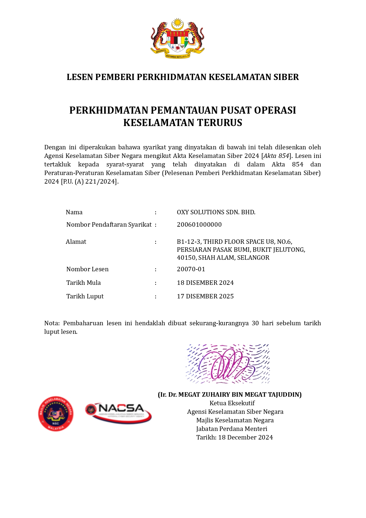 NACSA License